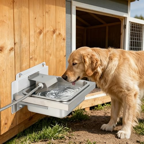 MUYIRTED Abbeveratoio Automatico Per Cani, Ciotola Acqua Cane Acciaio, Valvola A Galleggiante Da 1/2 Pollice, 150cm Tubo Dell'acqua, Abbeveratoio Per Cavalli, Galline, Gatti, Ovini