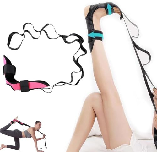 Izzila™ - Correa de estiramiento con trabillas y pie desmontable, estirador de fascia, estirador de pies y pantorrillas para yoga, gimnasia y entrenamiento de flexibilidad, correa elástica de pies y