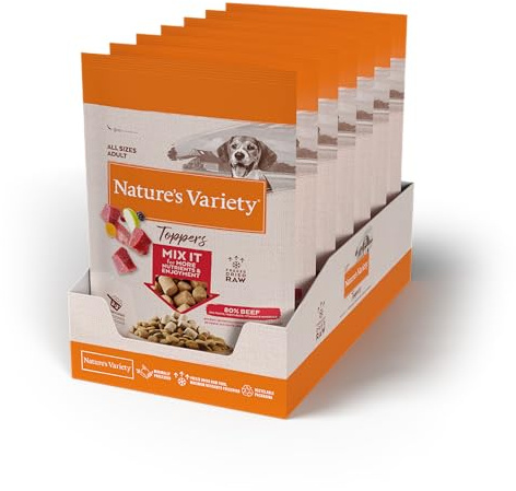 Nature's Variety Freeze Dried - Toppers di Bue Liofilizzati per Cani - Scatola da 7 x 40 g