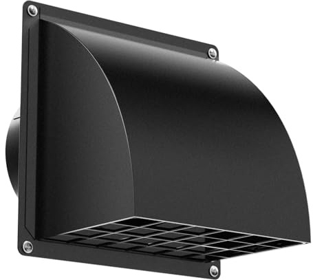 HG Power Griglia Aerazione 125mm Nero – Valvola di Non Ritorno Magnetica & Rete Anti-insetti a Maglia larga Rimovibile, Griglia Metallica da Esterno per Asciugatrice, Cucina, Bagno, VMC, Ø12.5 cm