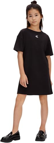 Calvin Klein Abito t-Shirt da Ragazza con monogramma CK LVCKSJH05G, Nero (1716 Nero), 6 Anni