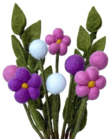 Din castle blombukett gjord av handgjorda filtblommor, rättvis handel, hållbar filt dekoration, realistisk konstfilt i textil, tygblommor, filtblommor, Delia