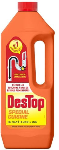 DESTOP – Gel Puissant Anti-Bouchons Cuisine, Action Rapide et Efficace (Flacon 1L) - Le lot de 3