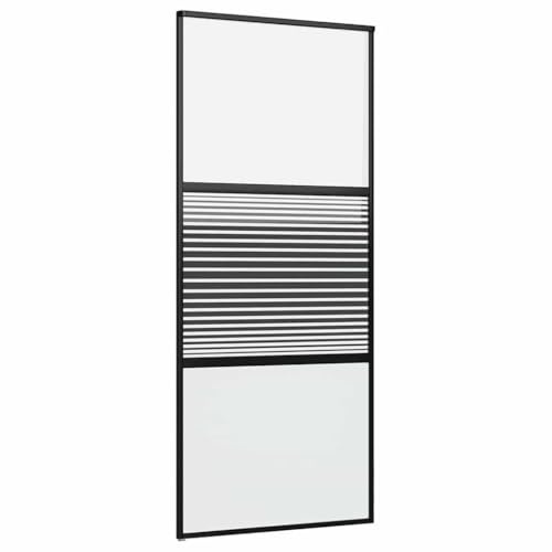 vidaXL Glasdörr Randig Svart 90 x 2 x 205 cm Aluminium, Vardagsrum, rektangulär, modern skjutdörr, inredning, platsbesparande, aluminium, hemförbättring
