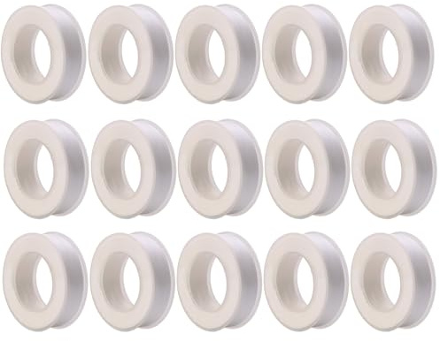 ChAusa 15 Rollos Teflon fontaneria, Cinta Resistente a Altas Temperaturas, Cinta Teflon Fontaneria, Impermeable Hilo para Sistemas Sanitarios, Desagües, Válvulas Material Sellador