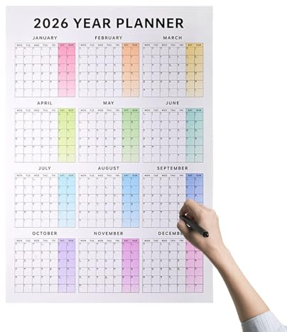 Calendario da parete 2026, 12, grande calendario da parete, verticale, per casa, scuola, ufficio, dormitorio, soggiorno, camera da, aula, studio, laboratorio, studenti, insegnanti