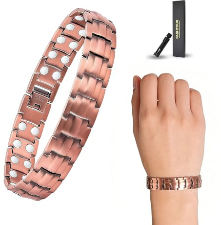 Xanthelle Pulsera de cobre para hombre, pulsera masculina pulsera magnética para hombre pulsera de cobre