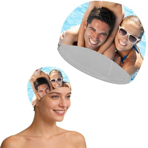 Gorro Piscina Personalizado Hombre Mujer, Gorro De Baño Personalizada con Imágenes/Texto/Logo Resistente Al Agua Y Antideslizante para Playa Y Piscina