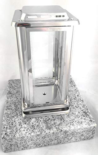 designgrab Lampe tombale Royal en Acier Inoxydable avec Socle en Granit en Granit viscont White/madanp Alli Blanc, Lampes funéraire Tombe Lampe Lampe de Cimetière lumière Tombe