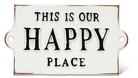 Hunky Dory Gifts This Is Our Happy Place Cast Iron Door Plaque Garden Gate Wall Sign Patio Decor