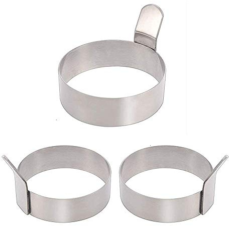 Colorsheng Egg Ring,3 Inch Stainless Steel Omelet Mold Pancake Ring Metal Kitchen Cooking Tool (3 Pack)