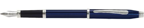 Cross Century II Füllfederhalter (F-Feder aus Edelstahl, Schreibfarbe schwarz, inkl. Premium Geschenkverpackung) durchscheinender blauer Lack mit chromplattierten Beschlägen
