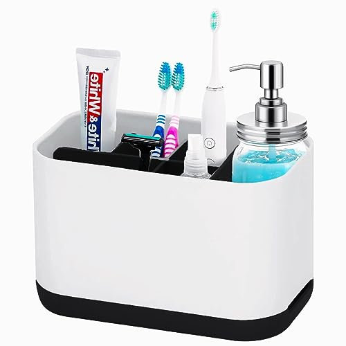 XFLYP Portacepillos de Dientes, Portacepillos de Eléctricos, 6 Ranuras Almacenamiento de Cepillo Multifuncional, Soporte para Pasta de Dientes, Fácil de Almacenar (Negro)