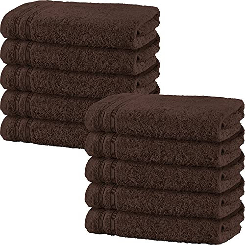 Erwin Müller Handtuch 10er-Pack Heidelberg 100% Baumwolle braun Größe 50x80 cm - saugstark, gut trocknend, kompakt, leichte Qualität - ideal für Sport, Strand, Reisen