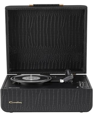 Crosley Mercury Portable Turntable - Bluetooth Record Player, 3-Speed Suitcase Vinyl Player, Home Turntables for Vinyl Records, Built in Stereo Speakers & Bluetooth Receiver, AUX Input, Black