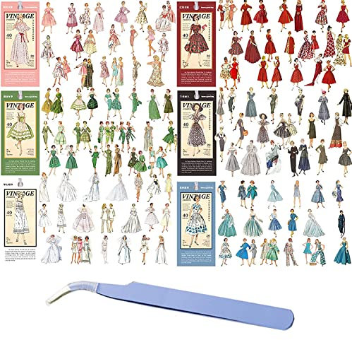 ACTIMED 240 unidades Vintage Personas Washi Pegatinas Retro Moda Mujeres Pegatinas Moda Pensamiento Iluminación Moda para Diario Álbum de Colecciones Artes, Artesanías y Viñetas Portátiles