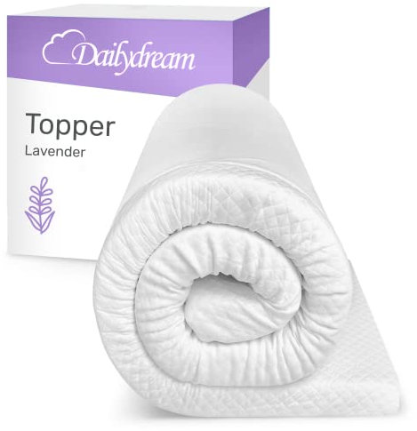 Dailydream Topper viscoelástico para colchón de 90x190, Grosor 5cm, Sobrecolchón Memory Foam, Edition Lavendel, Model M, Cubrecolchón de Espuma, Espuma viscoelástica, Espuma Memoria, Topper Sofa