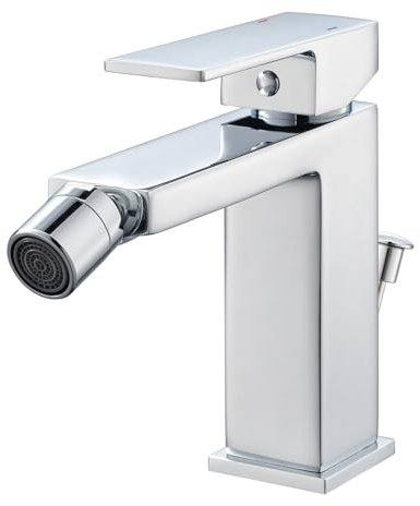 Faustina Grifo Bidé con Barra Inodoro, Grifo Mezclador Bidé Baño, Grifo Mezclador Monomando Bidé Cuadrado, Caño Rótula Regulable Latón cromado pulido