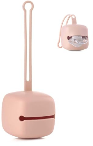 Jané Boîte à Sucette en Silicone Bébé, Capacité 2 Sucettes, Attache Facile, Flexible et Résistante, Sans BPA, Compatible Lave-vaisselle, Rose
