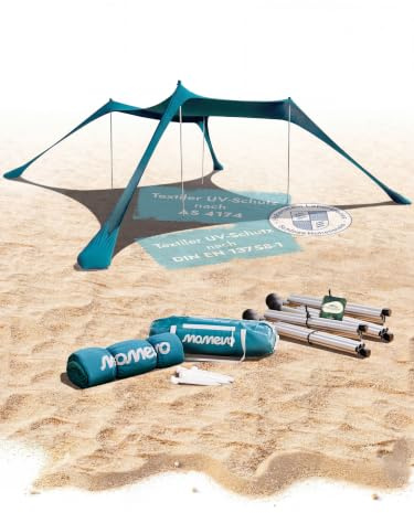 MOMEVO® SunsailTenda da spiaggia UPF50+ Antivento, 6 persone, Blu Petrolio
