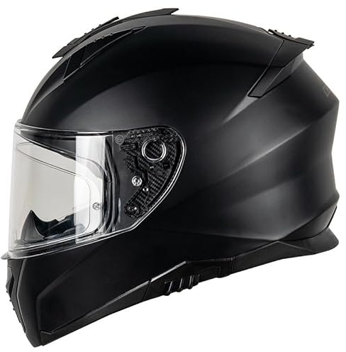 MOTOBLOUZ ELEVEN 22.06 Casque de moto intégral avec visière solaire | Homologué ECE 22.06 | Pinlock Inclus | Black Mat | Casque scooter