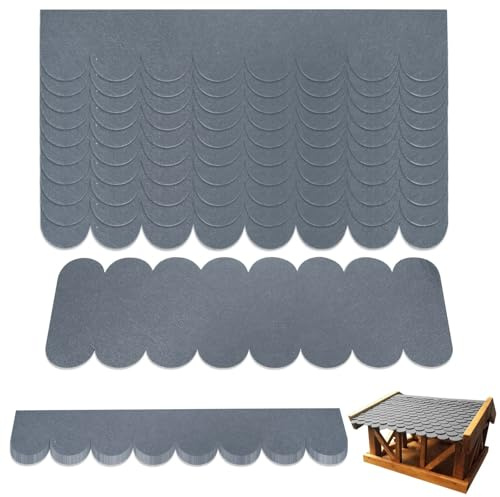 Lot de 21 bardeaux de toit en carton goudronné pour nichoir à oiseaux, mini bardeaux de toit pour nichoir à oiseaux, nichoir, clapier à insectes, gris