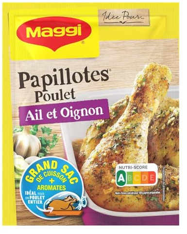 MAGI – Papillotes Saveur Poulet Ail et Oignon, Assaisonnement Pratique et Aromatique (Sachet 36g) - Le lot de 4