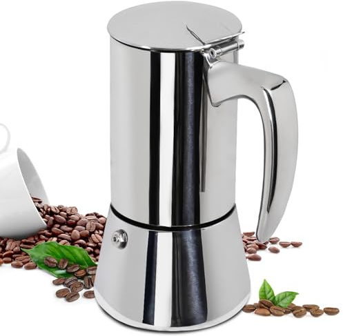 Supvision 12 Cup Thickened Moka Pot 304 Stainless Steel 600ml Italian Espresso Coffee Maker Stovetop CoffeeMakers Mocha Pot Percolator for Induction Stove Classic Cafe Makers Portable for Easy Brewing