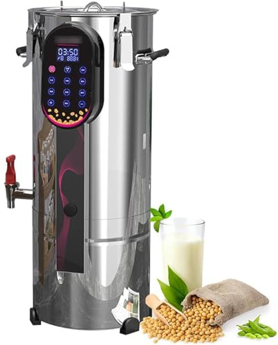 Commercial Soy Milk Machine, Automatic Dry and Wet Bean Grinding, Built-in Removable Filter, 24-Hour Timer, for Kitchen and Restaurant Use