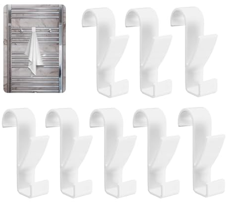 NOLACE Crochet Radiateur Seche Serviette Salle de Bain 8 Pièces rochet Radiateur Rond Crochet à serviettes Crochet de Radiateur en Plastique, Convient aux Crochets de Salle de Bain (Transparent)