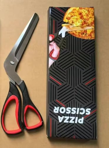 ONE SHOP Forbici Taglia Pizza Professionali 27 cm Lama Affilata in Acciaio Inox Manico Ergonomico Taglio Perfetto per Pizza Pane e Alimenti Facili da Usare e Pulire (Nero-Rosso)