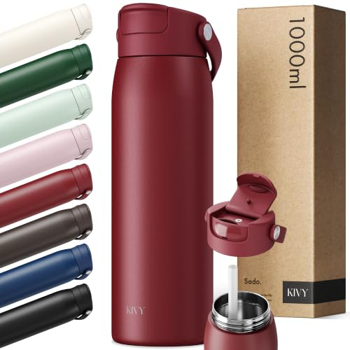 KIVY Stainless Steel Water Bottle With Straw 32oz - 24h Cold | 12h Hot