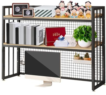 ISCBAFYX Justerbar metall- och MDF-bordskåpa bokhylla för datorbord Bänkskiva Bokhylla Stativ och displayställ för kontorsmaterial och heminredning Svart (135 cm/5')