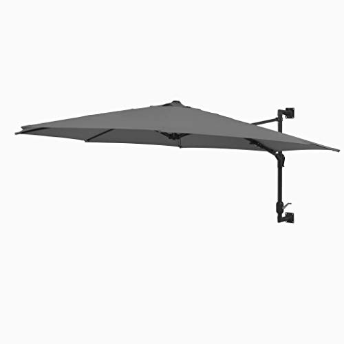 Festnight Sonnenschirm Wandmontage mit Metallmast | Wand Balkonschirm | Gartenschirm | Marktschirm | Terrassenschirm Sonnenschutz | Mit dem Kurbelsystem | Anthrazit 300 x 131 cm