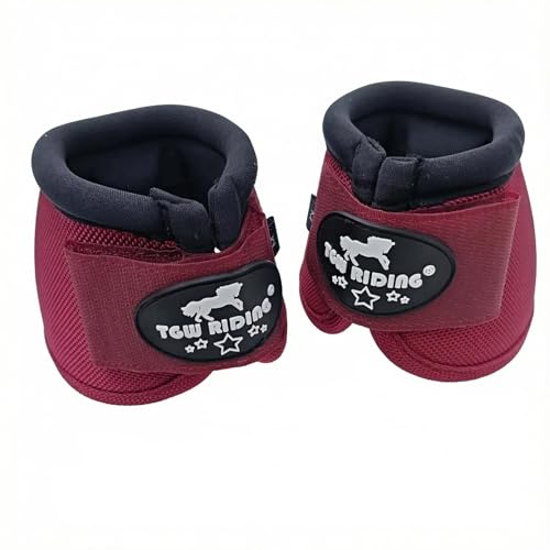 TGW RIDING 2520D Horse Bell Boots No-Turn Horse Bell Boots, Equine Ballistic Hoof Overreach Bell Boot, Pair (Wine, L)