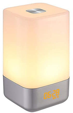JDKC- Touch Control Wake Up Light, Sveglia All'alba, con Snooze, 7 Colori, 7 Suoni Naturali, Ideale per Regalo