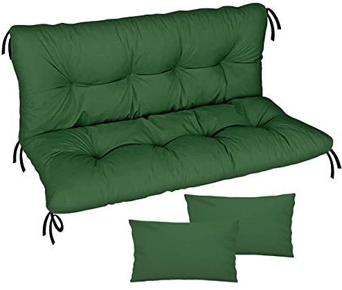Ferocity Cuscino per panca da giardino, impermeabile, 100x50x50 cm, per mobili da giardino, per pallet, per esterni e patio, con schienale, Verde [133]