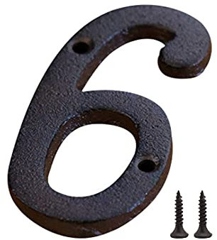 Zayookey Numero Civico Esterno Numeri di Porta in Ghisa Numero Indirizzo Metal House Numbers Porte, Pareti, Indirizzi di Casa (Numero 6)