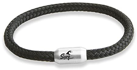 Paris Montana Paracord surfararmband | flätat armband av sjömansgarn | maritim och vattentät | 6 mm Ø | Surfargravyr | Handgjord | Kvinnor och män | segelrep, 19 cm - 24 cm, Sten