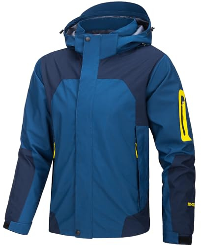 Eocicvvi Chaqueta de senderismo al aire libre para Hombre Cortavientos Exteriores Abrigo Antiviento con Capucha Desmontable Múltiples Bolsillos Chaquetas Ligeras