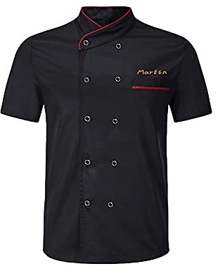 CSstone Chaqueta de chef hombre y mujer - Manga corta - Uniforme en blanco y negro