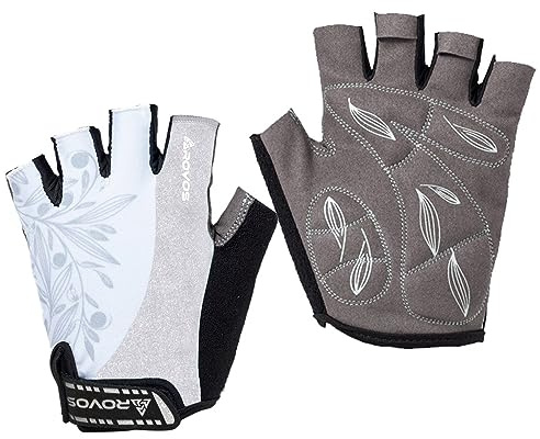Rovos Women's Mountain Bike Gloves - 5MM Memory Sponge Pad, Half Finger, Road Cycling Gloves for Cycling, Gym, Training