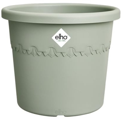 elho Algarve Cilindro 30 cm – Großer Blumentopf für den Außenbereich – Pflanzgefäße – 100% recycelter Kunststoff - Grün/Thymian Grün