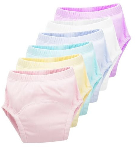 AOOPOO Lot de 6 Culotte Apprentissage Propreté Bébé Filles Garçons sous-Vêtements Slip d'Entraînement en Coton Enfants Couches Culotte d'apprentissage Lavable pour Bébé Tout-Petit 0-3 Ans
