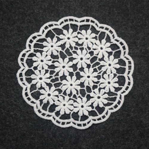 8 Stück Spitze Runde Gestickte Tischläufer,Handarbeit Geklöppelt Weiße Spitze Kleine Häkeln Tischläufer Untersetzer Häkeln Spitzendeckchen Tischset für Küche,Esszimmer,Dreamcatcher Dekoration 15cm