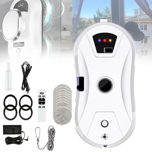 Ostreemaner Robot Lavavetri, Detergente per Vetri Intelligente A Doppio Uso con Telecomando/Pulsante, Robot Lavavetri dal Design Sottile da 9,5 Cm con capacità della Batteria di 500 mAh