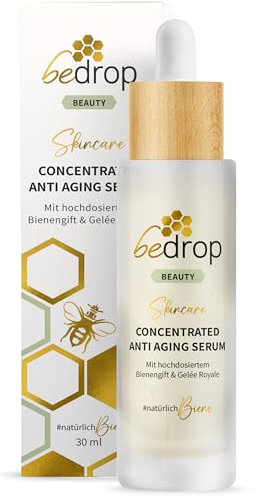 bedrop Concentrated Anti Aging Serum mit straffendem Bienengift, Gelée Royal, Hyaluron & Acetylglucosamin hochdosiert - Reine Imker Qualität ohne Zusatzstoffe