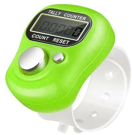 sellertree Digital Finger Tally Counter, Tasbeeh Electronic Handheld Clicker Row Counting with LED Display, 5 Digit Portable Knitting Crochet Lap Tracker, Sports (Green)