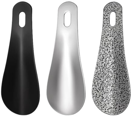 OUDQFCJ 3 PCS Mini Calzador de Zapatos de Metal, Pequeño, Corto, Acero Inoxidable, Ayuda para Calzar Zapatos para Hombres, Mujeres y Personas Mayores, Ideal para Camping (10cm) (Vintage)