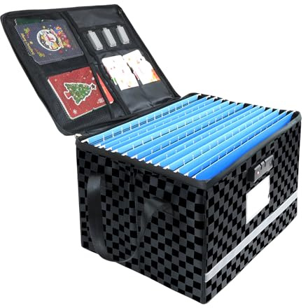 bruwaa Waterproof Document Box with Lock, Fireproof Document Box with Handle and Zipper, Collapsible File Organiser,Portable Home Office Safe Box for Letter/Legal Folders(Dividers Not Included)